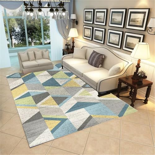 WBDYMX Teppich Draußen Kinder Mädchen 170x230CM Balkon deko blau Gelb-Grauer geometrischer Bedroom Decor modern WBDYMX Teppich Draußen Kinder Mädchen 170x230CM Balkon deko blau Gelb-Grauer geometrischer Bedroom Decor modern von WBDYMX