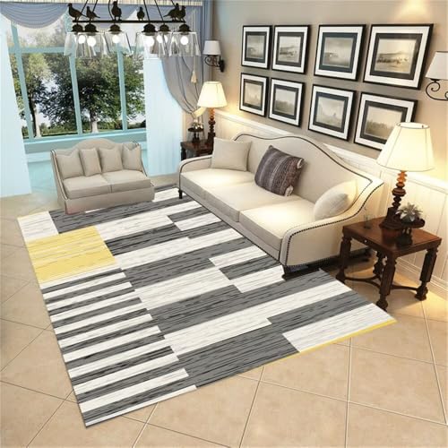 WBDYMX Teppich Esszimmer und sind verschleißfest 80x150CM langfloorteppiche Grau Gelber moderner breiter gestreifter Rutschfester Kinder teppiche Junge WBDYMX Teppich Esszimmer und sind verschleißfest 80x150CM langfloorteppiche Grau Gelber moderner breiter gestreifter Rutschfester Kinder teppiche Junge von WBDYMX