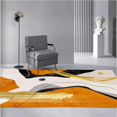 WBDYMX Teppich Für Schlafzimmer Waschbare Teppiche Orangefarbener Teppich Für Das Esszimmer, Pflegeleichter Rechteckiger Teppich Für Das Schlafzimmer Küchenteppiche 200X300Cm von WBDYMX