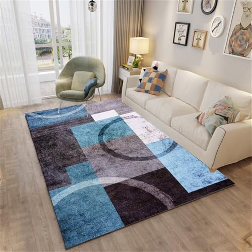 WBDYMX Teppich Fussbodenheizung Geeignet XXL 180x200CM Couch Wohnzimmer blau Grauer geometrischer Vintage-Teppich kinderspielteppich Antirutschmatte WBDYMX Teppich Fussbodenheizung Geeignet XXL 180x200CM Couch Wohnzimmer blau Grauer geometrischer Vintage-Teppich kinderspielteppich Antirutschmatte von WBDYMX