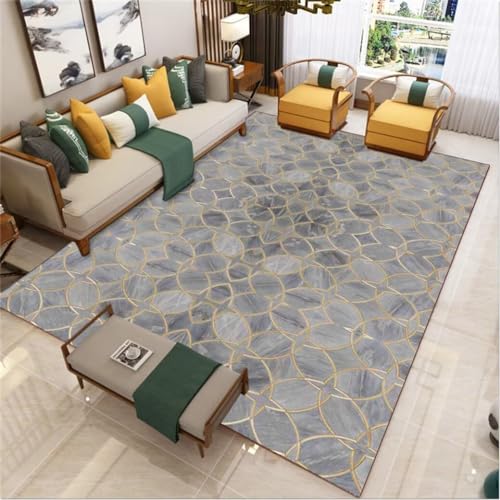 WBDYMX Teppich Günstig180x250CM Teppich Vorleger Auslegware Teppichboden Pflegeleichter Teppich mit modernem geometrischem Muster grau von WBDYMX