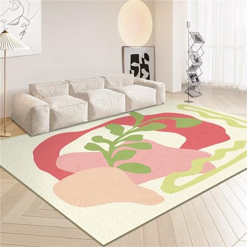 WBDYMX Teppich Wohnzimmer Waschbarer Teppich 180X240Cm Schöne Mädchen Schlafzimmer Teppich Geschützt Bereich Farbigen Teppich Rosa von WBDYMX