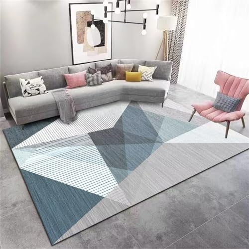 WBDYMX Teppich XXL 140x200CM Deko Schlafzimmer Teppich Reinigung Blau Anti-Milben-Schlafzimmerteppich für Jungen moderner geometrischer Teppich Teppich modern Design von WBDYMX