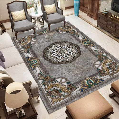 WBDYMX Teppiche Groß Für Wohnzimmer geometrisch 50x80CM Dekoration Grau Schmutzabweisender und pflegeleichter Teppich Boden Hübscher von WBDYMX