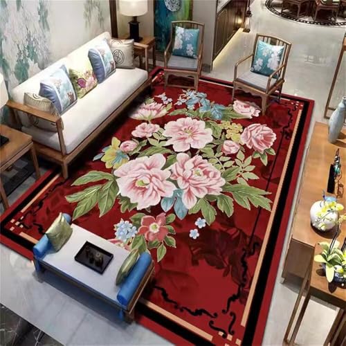 WBDYMX Teppiche & Matten Teppich Boden 180x240CM Eingangsbereich rot Grüner rosa Blumenteppich Moderne Wohnzimmeraccessoires Heimmatte WBDYMX Teppiche & Matten Teppich Boden 180x240CM Eingangsbereich rot Grüner rosa Blumenteppich Moderne Wohnzimmeraccessoires Heimmatte von WBDYMX