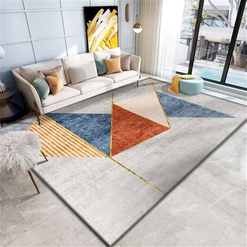 WBDYMX Verschleißfeste Schalldämmung Teppich mini 120x180CM tepich Grau Orange-Blauer rechteckiger Schreibtisch small Bedroom Rugs for Adults WBDYMX Verschleißfeste Schalldämmung Teppich mini 120x180CM tepich Grau Orange-Blauer rechteckiger Schreibtisch small Bedroom Rugs for Adults von WBDYMX