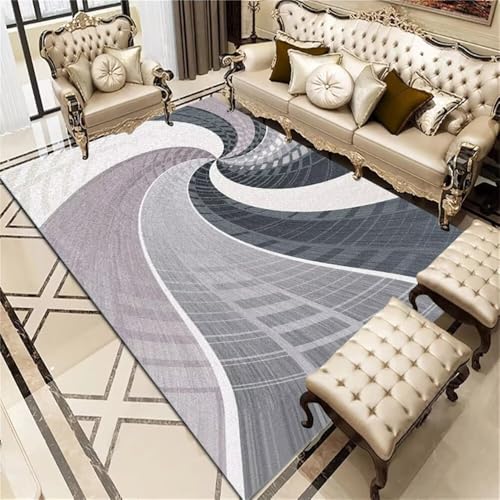 WBDYMX Waschbare Teppiche Wohnung deko 180x240CM Küchen Kitchen Grau Abstrakter geometrischer Teppich großer Wohnzimmer Auslegware Kinderzimmer von WBDYMX