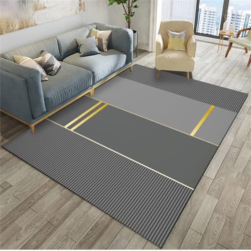 WBDYMX Washable Floral Rug Kinderteppich Spielmatte 50x80CM Couch Teppich Grau Moderner minimalistischer schmutzabweisender Kurzflor Teppichs Schlafzimme von WBDYMX