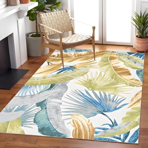 WBDYMX Weich Teppich Jugendzimmer Blau 160x230cm,Blattmuster für Kinderzimmer Jungen,Tatami,Neben Couch WBDYMX Weich Teppich Jugendzimmer Blau 160x230cm,Blattmuster für Kinderzimmer Jungen,Tatami,Neben Couch von WBDYMX
