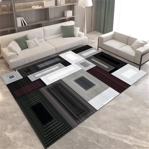WBDYMX Wohnzimmer Dekoration Schlafzimmer Teppich 100x200CM Spielmatte Mehrfarbig Dunkelrot, grau, grün. wohnzimmerteppich kurzflor deko von WBDYMX