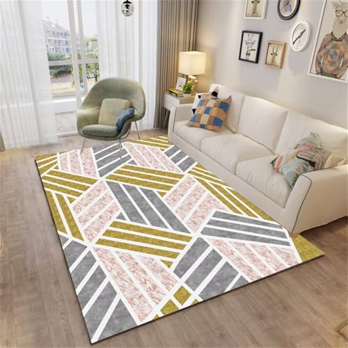 WBDYMX Zimmer Deko Mädchen Camping Teppich Outdoor 90x150CM kinderzimmer Grau gelb-grüner moderner gestreifter rutschstopper Wohnzimmer waschbar WBDYMX Zimmer Deko Mädchen Camping Teppich Outdoor 90x150CM kinderzimmer Grau gelb-grüner moderner gestreifter rutschstopper Wohnzimmer waschbar von WBDYMX