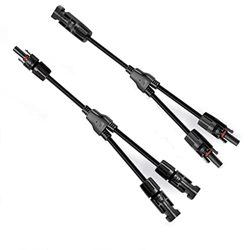 WBGADAM 1 Paar Solarkabel Y Verteiler Parallelverbinder Stecker, Solar PV Kabel Solarpanel Kabelverbinder MMF/FFM Solar 1 zu 2 Abzweigadapter von WBGADAM