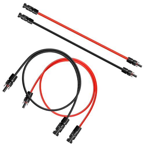 WBGADAM Verlängerungskabel 4mm², 2m Solarkabel für PV Solaranlage, IP67 Photovoltaik Kabel Stecker, Rot+Schwarz von WBGADAM
