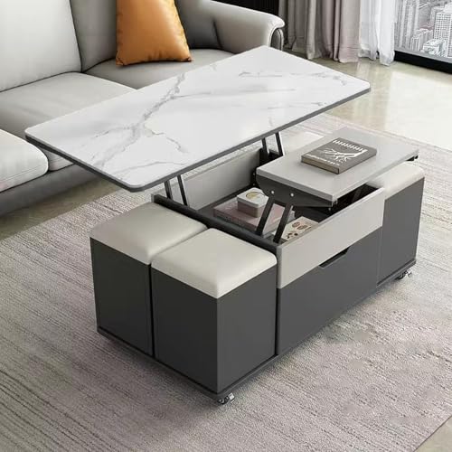 WBLING Couchtisch mit Hebeplatte, 3-in-1-Multifunktions-Mitteltisch mit Stauraum, umwandelbar zum Esstisch für Wohnzimmer, Rockboard-Design WBLING Couchtisch mit Hebeplatte, 3-in-1-Multifunktions-Mitteltisch mit Stauraum, umwandelbar zum Esstisch für Wohnzimmer, Rockboard-Design von WBLING