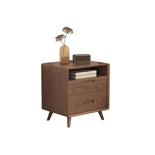 WBLING Moderner Nachttisch mit doppelten Schubladen, reines Massivholz, Mitte des Jahrhunderts, nordischer Stil, Nachttisch, ausziehbares Design, Retro-Couchtisch für Schlafzimmer WBLING Moderner Nachttisch mit doppelten Schubladen, reines Massivholz, Mitte des Jahrhunderts, nordischer Stil, Nachttisch, ausziehbares Design, Retro-Couchtisch für Schlafzimmer von WBLING