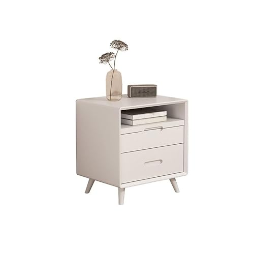 WBLING Moderner Nachttisch mit doppelten Schubladen, reines Massivholz, Mitte des Jahrhunderts, nordischer Stil, Nachttisch, ausziehbares Design, Retro-Couchtisch für Schlafzimmer WBLING Moderner Nachttisch mit doppelten Schubladen, reines Massivholz, Mitte des Jahrhunderts, nordischer Stil, Nachttisch, ausziehbares Design, Retro-Couchtisch für Schlafzimmer von WBLING