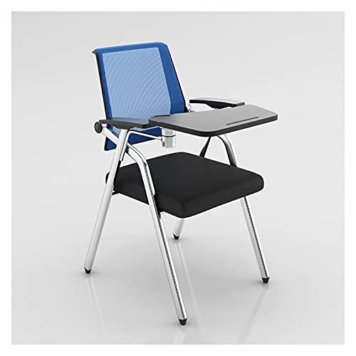 WBLING Moderner faltbarer Studentenstuhl mit angenähtem Schreibtisch-Netz-Bürostuhl mit Lendenwirbelstütze und Schreibtafel, faltbarer Computer-Schreibtischstuhl mit Tablet-Arm und Metallrahmen (Nero) von WBLING