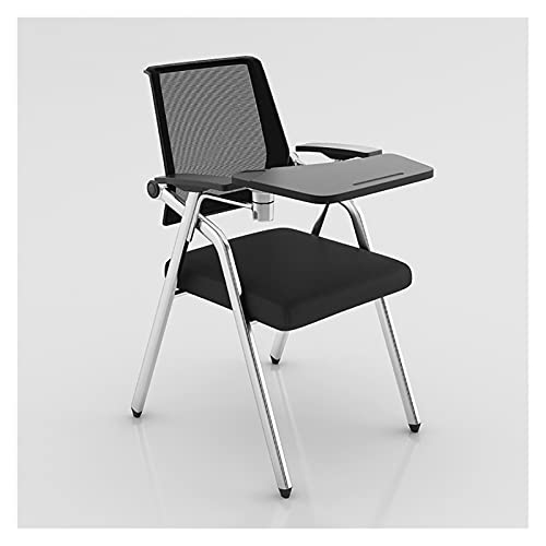 WBLING Moderner faltbarer Studentenstuhl mit angenähtem Schreibtisch-Netz-Bürostuhl mit Lendenwirbelstütze und Schreibtafel, faltbarer Computer-Schreibtischstuhl mit Tablet-Arm und Metallrahmen (Nero) von WBLING
