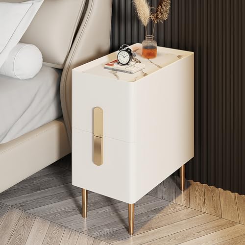 WBLING Moderner minimalistischer, schlanker Nachttisch mit 2 Schubladen und Metallbeinen, Nachttisch aus PU-Leder, für enge Räume im Schlafzimmer, Khaki, 35 x 40 x 50 cm WBLING Moderner minimalistischer, schlanker Nachttisch mit 2 Schubladen und Metallbeinen, Nachttisch aus PU-Leder, für enge Räume im Schlafzimmer, Khaki, 35 x 40 x 50 cm von WBLING
