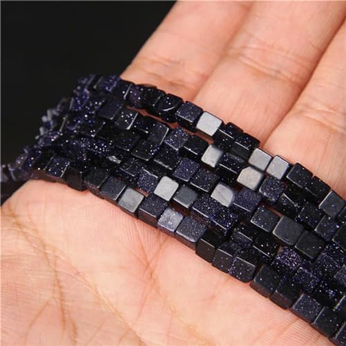 Lapislázuli 4/6/0.315 in cubo cuentas cuadradas ágata piedra natural cuentas espaciadoras sueltas para hacer joyas DIY collar pendientes pulsera-arenisca azul-0.236 in (aproximadamente 30 piezas) von WBLSPA