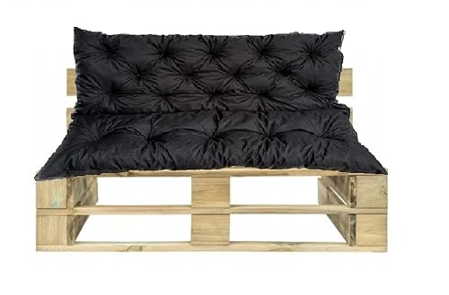 Waterproof Outdoor Palettenkissen | Hollywoodschaukel Auflage | Bankauflage | Sitzkissen and Rückenkissen | Pallettenpolstern | Lounge Kissen Outdoor | 180 x 110 cm(180 x 50 x 60 cm) Schwarz von WBM Sewing