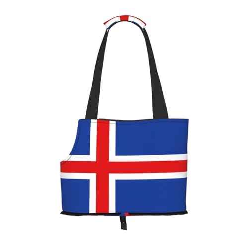 Bedruckte Haustier-Umhängetasche mit Flagge von Island, faltbares Design, kleine Katzen- und Hunde-Reisetasche Bedruckte Haustier-Umhängetasche mit Flagge von Island, faltbares Design, kleine Katzen- und Hunde-Reisetasche von WBQLSL