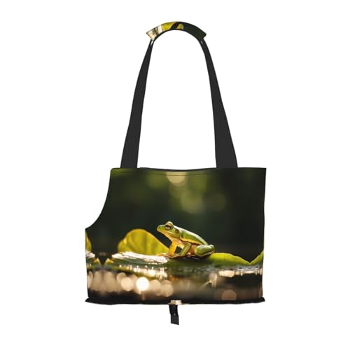 Bedruckte Haustier-Umhängetasche mit Froschmotiv, faltbares Design, kleine Katzen- und Hunde-Reisetasche Bedruckte Haustier-Umhängetasche mit Froschmotiv, faltbares Design, kleine Katzen- und Hunde-Reisetasche von WBQLSL