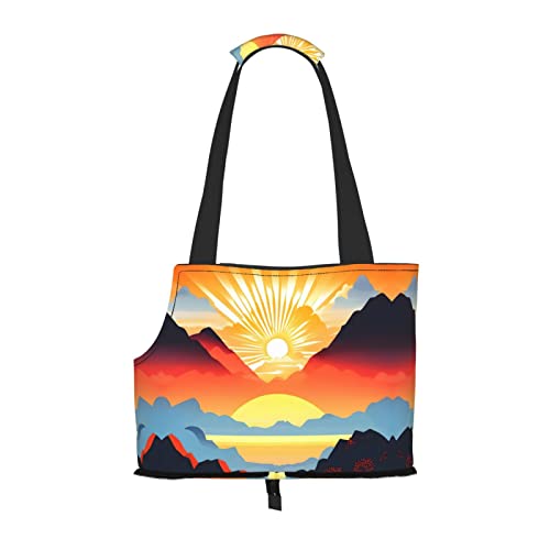 Bright Sunrise bedruckte tragbare faltbare Haustier-Umhängetasche, geeignet für den Transport kleiner Haustiere Bright Sunrise bedruckte tragbare faltbare Haustier-Umhängetasche, geeignet für den Transport kleiner Haustiere von WBQLSL