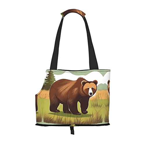 Brown Bear Walking bedruckte Haustier-Umhängetasche – faltbares Design, kleine Katzen- und Hunde-Reisetasche Brown Bear Walking bedruckte Haustier-Umhängetasche – faltbares Design, kleine Katzen- und Hunde-Reisetasche von WBQLSL