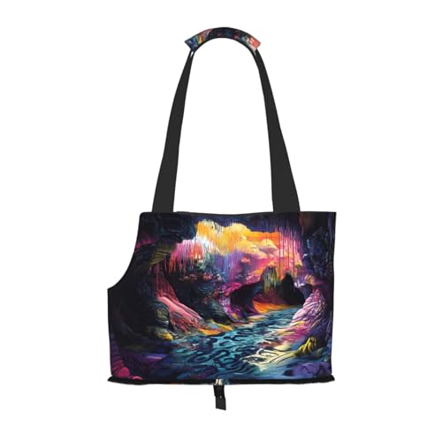 Bunte Höhle bedruckte Haustier-Umhängetasche – faltbares Design, kleine Katzen- und Hunde-Reisetasche Bunte Höhle bedruckte Haustier-Umhängetasche – faltbares Design, kleine Katzen- und Hunde-Reisetasche von WBQLSL