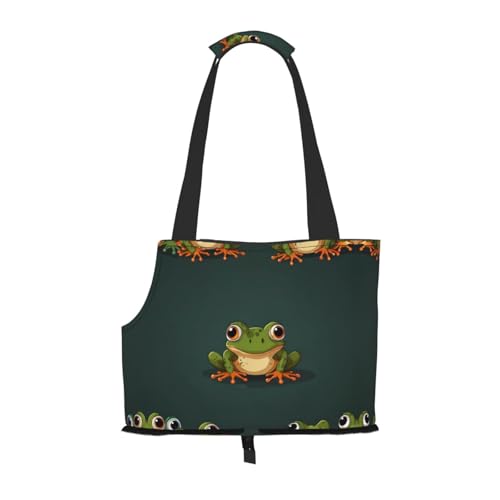 Cartoon-Frosch-bedruckte Haustier-Umhängetasche, faltbares Design, kleine Katzen- und Hunde-Reisetasche Cartoon-Frosch-bedruckte Haustier-Umhängetasche, faltbares Design, kleine Katzen- und Hunde-Reisetasche von WBQLSL