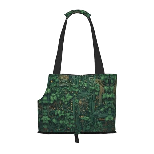 Circuit Board Vines bedruckte Haustier-Umhängetasche – faltbares Design, kleine Katzen- und Hunde-Reisetasche Circuit Board Vines bedruckte Haustier-Umhängetasche – faltbares Design, kleine Katzen- und Hunde-Reisetasche von WBQLSL