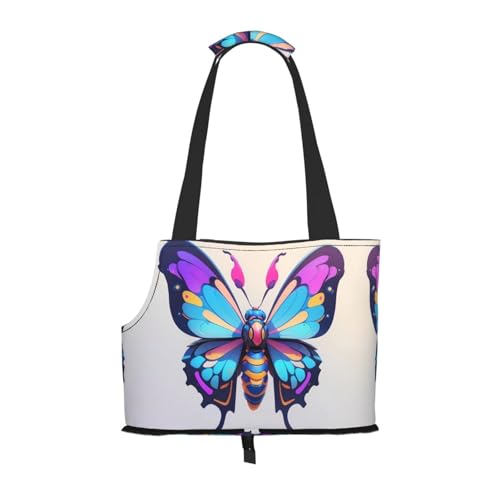Cyber Butterfly bedruckte Haustier-Umhängetasche, faltbares Design, kleine Katzen- und Hunde-Reisetasche Cyber Butterfly bedruckte Haustier-Umhängetasche, faltbares Design, kleine Katzen- und Hunde-Reisetasche von WBQLSL
