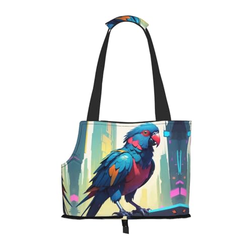 Cyberpunk Schultertasche mit Papageien-Motiv, faltbar, für kleine Katzen und Hunde Cyberpunk Schultertasche mit Papageien-Motiv, faltbar, für kleine Katzen und Hunde von WBQLSL