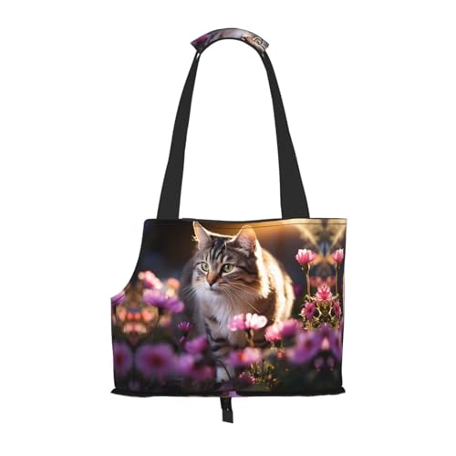 Flower Cat2 bedruckte Haustier-Umhängetasche – faltbares Design, kleine Katzen- und Hunde-Reisetasche Flower Cat2 bedruckte Haustier-Umhängetasche – faltbares Design, kleine Katzen- und Hunde-Reisetasche von WBQLSL