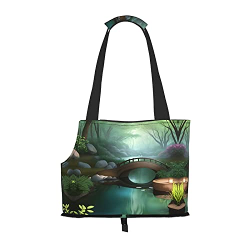 Little Bridge in the East Pattern Haustier Ausgehen Tasche Leichte Reise Katze Tasche Atmungsaktive Umhängetasche für kleine Hunde von WBQLSL