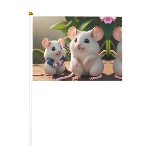 Mutter und Kind Ratten doppelseitige Handflagge – 14 x 20,8 cm – Party, Sportveranstaltung, Jubelrequisiten von WBQLSL