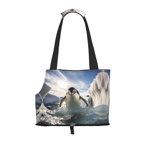 Pinguin Schwimmen bedruckte Haustier-Umhängetasche – faltbares Design, kleine Katzen- und Hunde-Reisetasche Pinguin Schwimmen bedruckte Haustier-Umhängetasche – faltbares Design, kleine Katzen- und Hunde-Reisetasche von WBQLSL