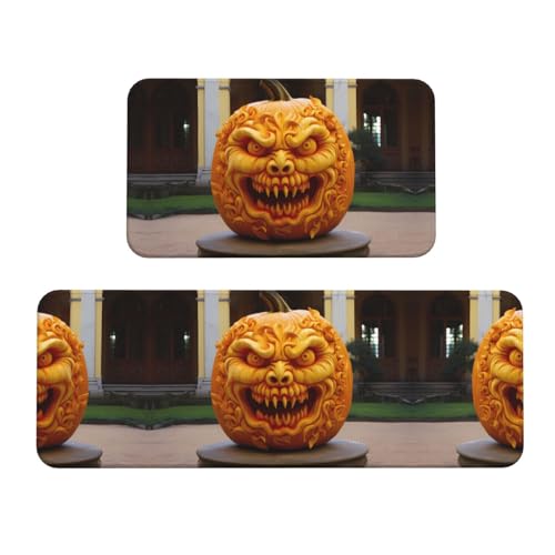 Pumpkin Carnival Night Bedruckte Dämpfungsmatte - 2-teiliges Set, multifunktionale Matte für Küche, Bad und Schlafzimmer Pumpkin Carnival Night Bedruckte Dämpfungsmatte - 2-teiliges Set, multifunktionale Matte für Küche, Bad und Schlafzimmer von WBQLSL