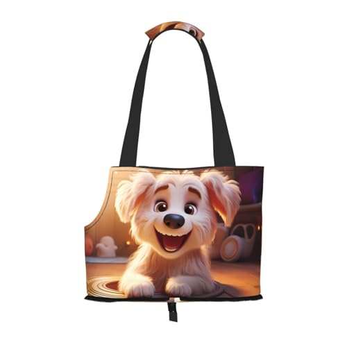 Smiling Puppy bedruckte Haustier-Umhängetasche – faltbares Design, kleine Katzen- und Hunde-Reisetasche Smiling Puppy bedruckte Haustier-Umhängetasche – faltbares Design, kleine Katzen- und Hunde-Reisetasche von WBQLSL
