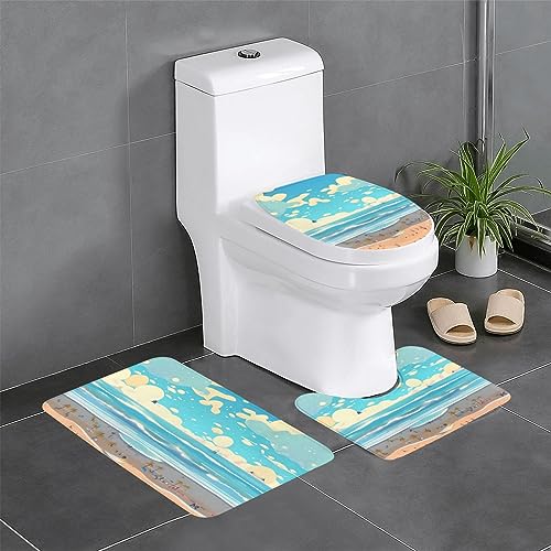 Strand-Cartoon-Wasserabsorbierender Schutzteppich, Badezimmermatte, 3-teiliges Set, Schlafzimmer, Küche, Badewanne, Zuhause, dekorativer Plüsch-Badezimmerteppich Strand-Cartoon-Wasserabsorbierender Schutzteppich, Badezimmermatte, 3-teiliges Set, Schlafzimmer, Küche, Badewanne, Zuhause, dekorativer Plüsch-Badezimmerteppich von WBQLSL