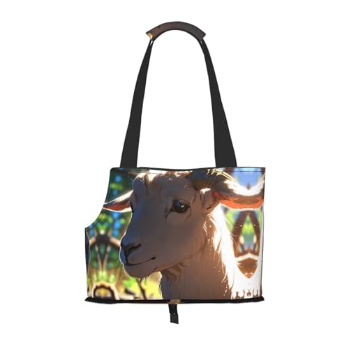 Süße Ziege bedruckte Haustier-Umhängetasche – faltbares Design, kleine Katzen- und Hunde-Reisetasche Süße Ziege bedruckte Haustier-Umhängetasche – faltbares Design, kleine Katzen- und Hunde-Reisetasche von WBQLSL