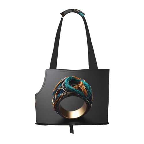 Technologische Ringe bedruckte Haustier-Umhängetasche – faltbares Design, kleine Katzen- und Hunde-Reisetasche Technologische Ringe bedruckte Haustier-Umhängetasche – faltbares Design, kleine Katzen- und Hunde-Reisetasche von WBQLSL