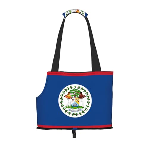Tragbare faltbare Haustier-Umhängetasche, bedruckt mit Belize-Flagge, geeignet für den Transport kleiner Haustiere von WBQLSL