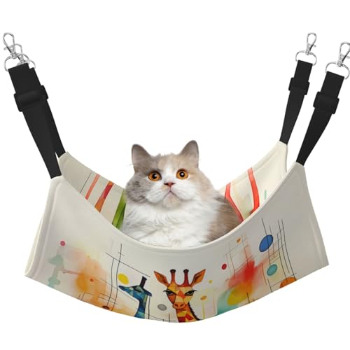 WBQLSL Abstrakte Giraffenmalerei große bedruckte Haustierhängematte - Schlafhängematte für Katzen, Frettchen, Welpen, Kaninchen, Kleintiere WBQLSL Abstrakte Giraffenmalerei große bedruckte Haustierhängematte - Schlafhängematte für Katzen, Frettchen, Welpen, Kaninchen, Kleintiere von WBQLSL