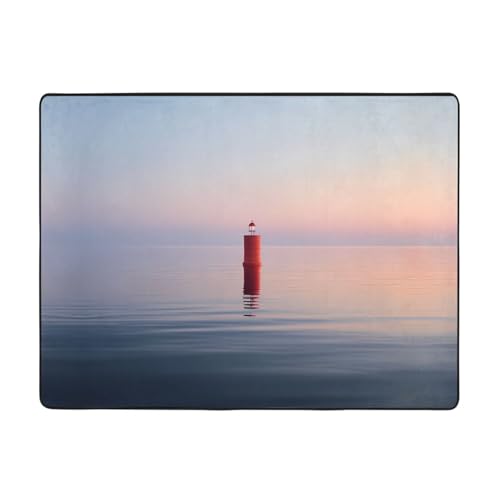 WBQLSL Beacon at Sea Bedruckter Wohnzimmerteppich, 160 x 121,9 cm, Bodenmatte, geeignet für unter Sofa, Arbeitszimmer von WBQLSL