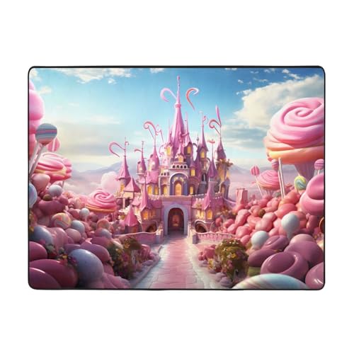 WBQLSL Bedruckter Wohnzimmerteppich, Motiv: Candy and Magic, 160 x 121,9 cm, Bodenmatte, geeignet für unter Sofa, Arbeitszimmer WBQLSL Bedruckter Wohnzimmerteppich, Motiv: Candy and Magic, 160 x 121,9 cm, Bodenmatte, geeignet für unter Sofa, Arbeitszimmer von WBQLSL