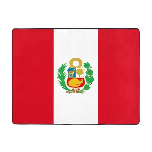 WBQLSL Bedruckter Wohnzimmerteppich, Motiv: Flagge von Peru, 160 x 121,9 cm, geeignet für unter Sofa, Arbeitszimmer WBQLSL Bedruckter Wohnzimmerteppich, Motiv: Flagge von Peru, 160 x 121,9 cm, geeignet für unter Sofa, Arbeitszimmer von WBQLSL