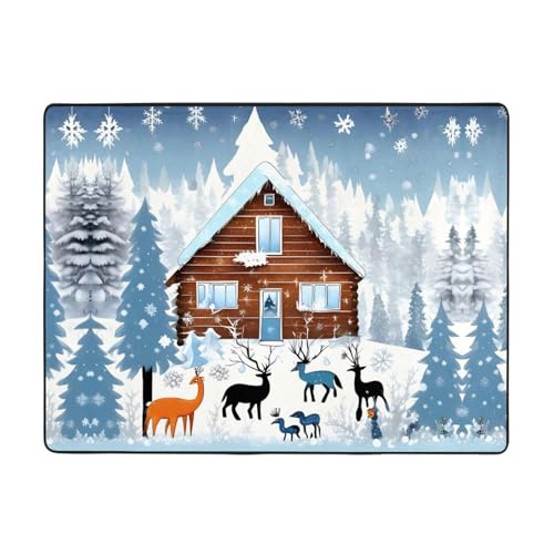 WBQLSL Bedruckter Wohnzimmerteppich, Motiv: Winterkitz, 160 x 121,9 cm, für Heimbüro, geeignet für unter Sofa, Arbeitszimmer WBQLSL Bedruckter Wohnzimmerteppich, Motiv: Winterkitz, 160 x 121,9 cm, für Heimbüro, geeignet für unter Sofa, Arbeitszimmer von WBQLSL