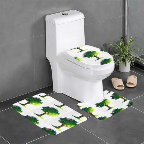 WBQLSL Big Tree in the Sun Fußmatten-Set (3-teilig) – Badezimmer rutschfeste Matte, Schlafzimmer Türmatte, Küchenmatte von WBQLSL